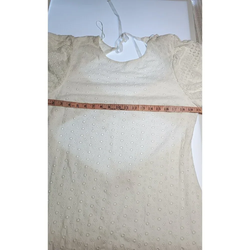 Free People Womens Apricot Rose Mini Dress Puff Sleeve Eyelet White Size XLarge - Picture 9 of 14
